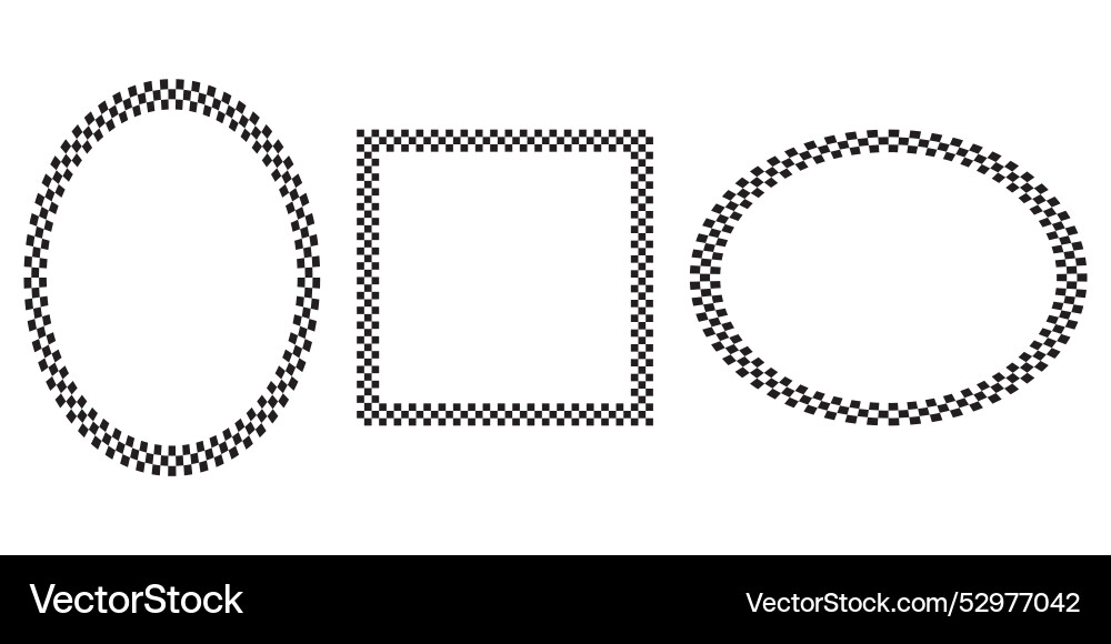 Set of geometric frames with checkered print Set of geometric frames with checkered print Vector Image