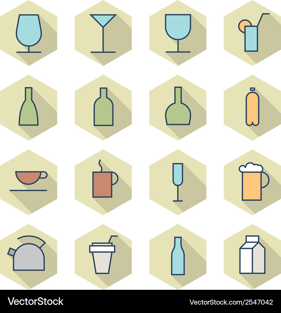 Thin line icons for drinks Royalty Free Vector Image