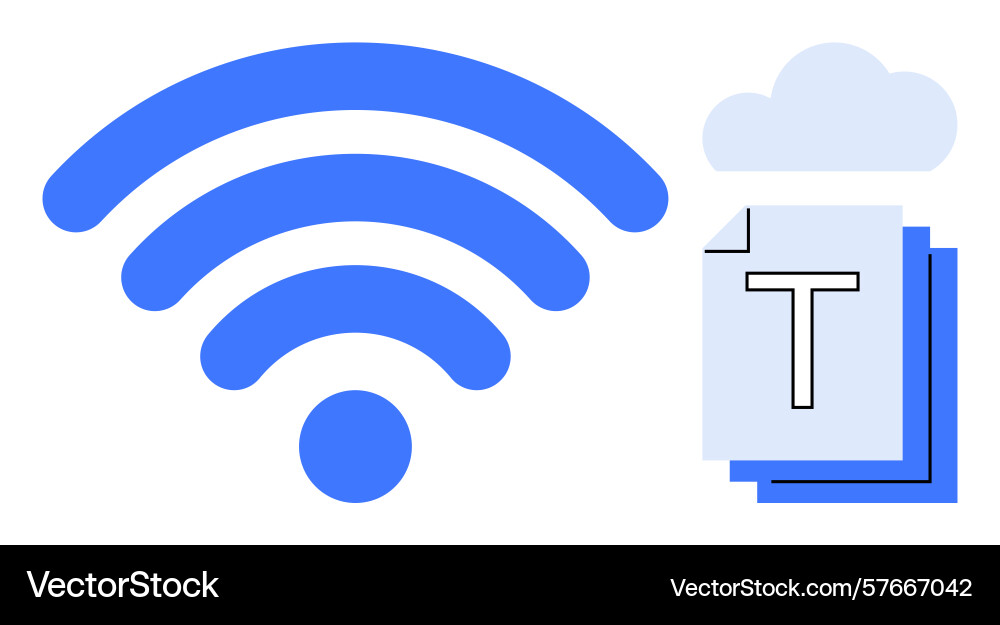 Wireless symbol with cloud-based document sharing vector image