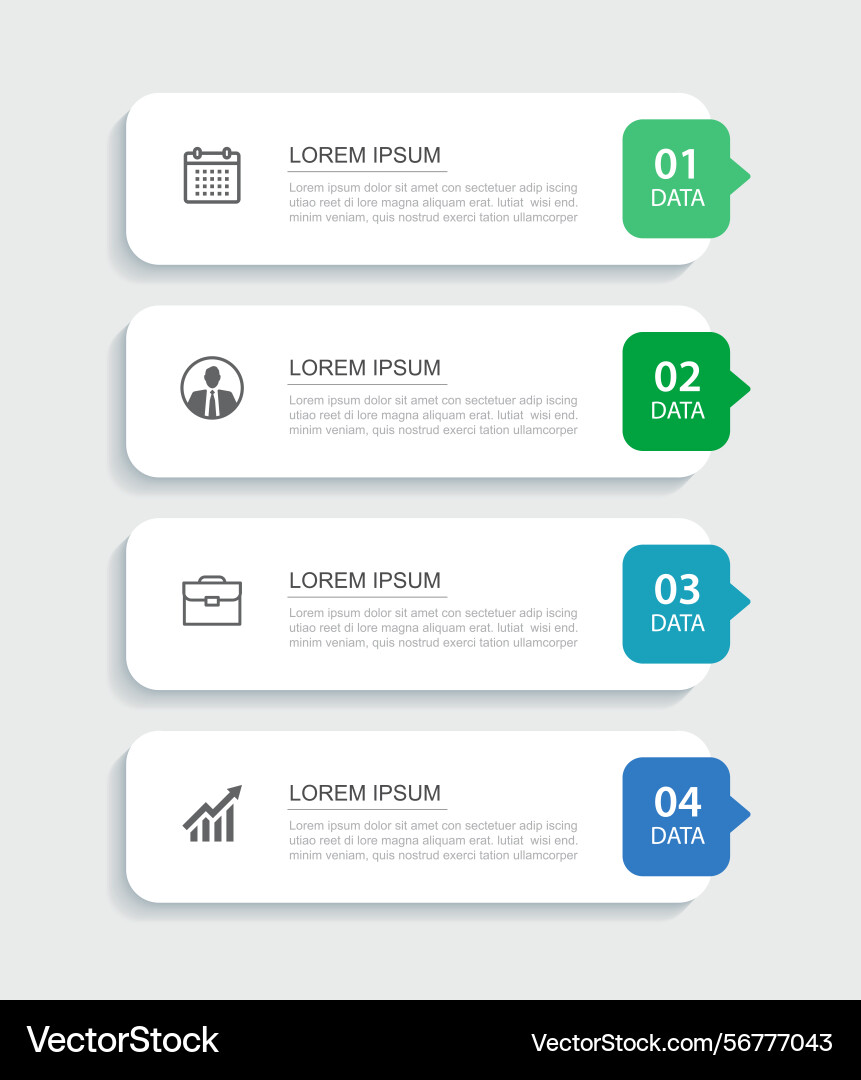 4 data infographics rectangle tab index template 4 data infographics rectangle tab index template vector image