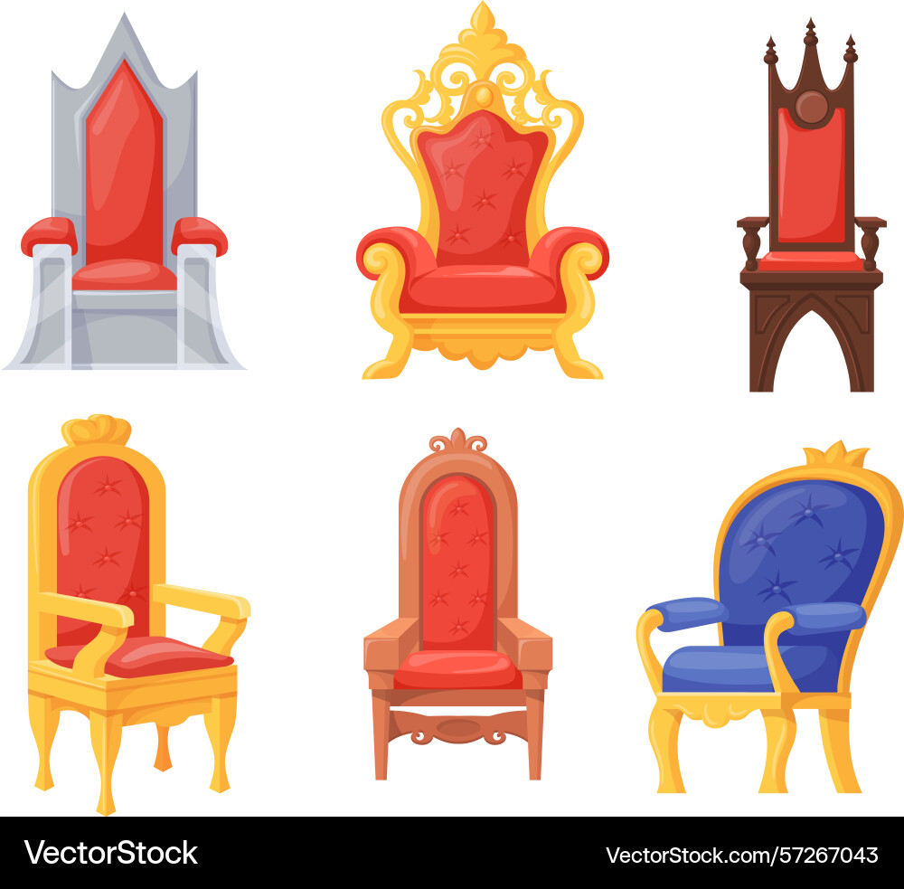 Cartoon royal thrones king chair queen throne – Royalty-Free Vector |  VectorStock, image size:1000x983