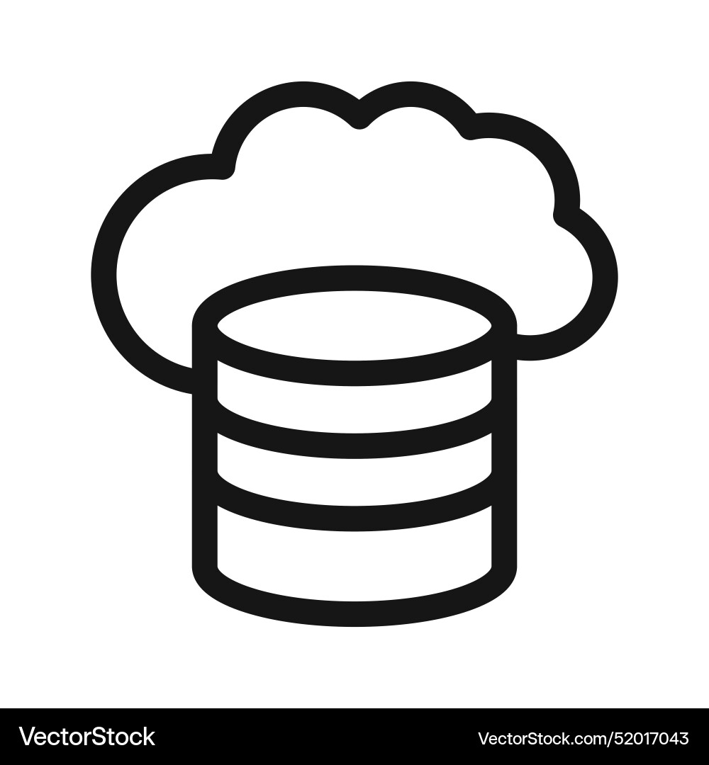Cloud database icon black line art Royalty Free Vector Image