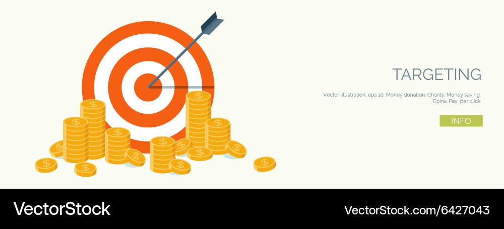 Ector flat header target and coins vector image