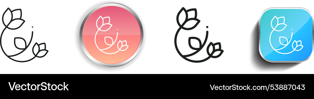 Floral design icon thin linear regular and button Vector Image