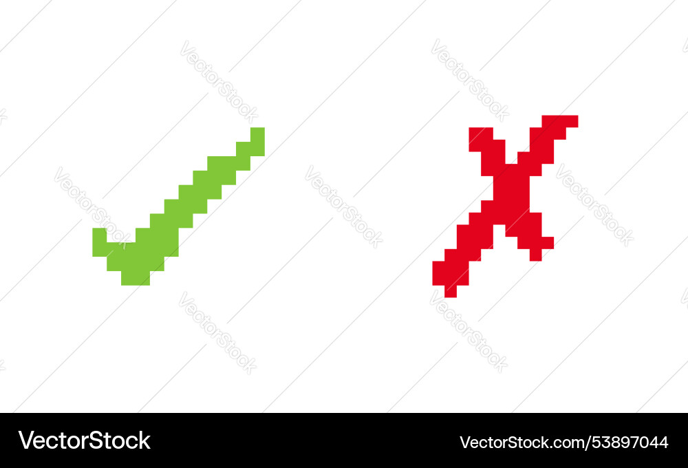Check mark icon green and red cross Check mark icon green and red cross Vector Image
