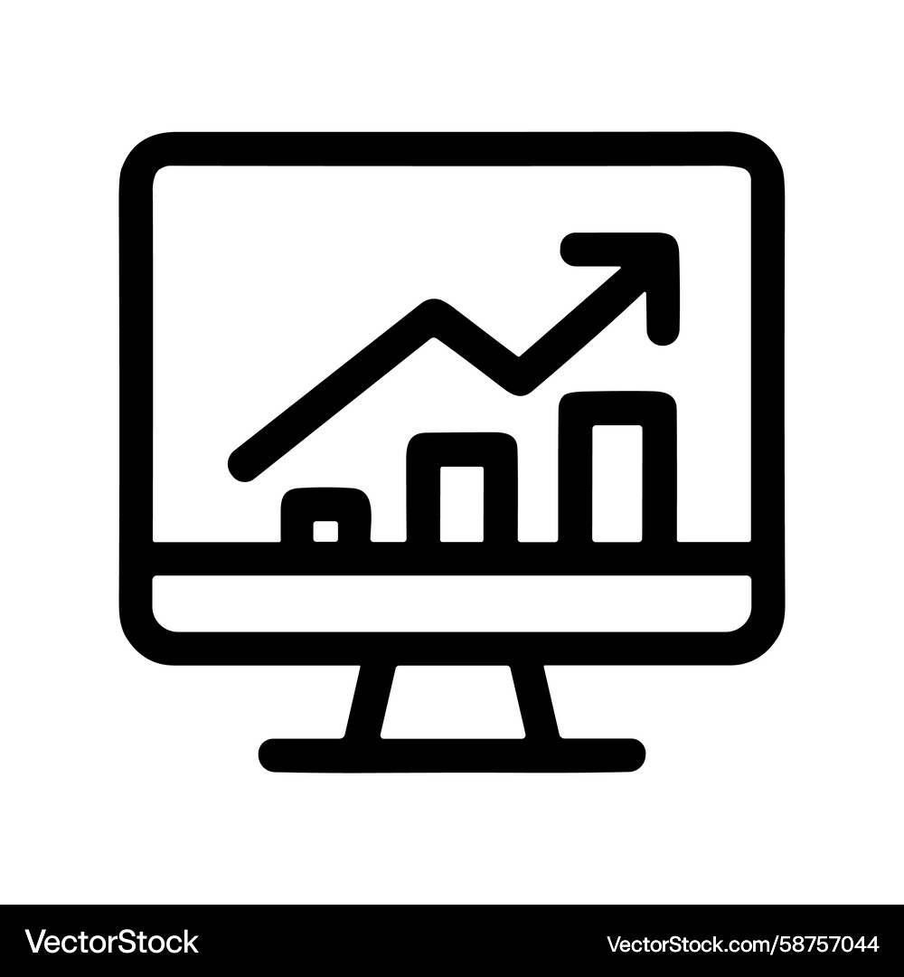 Data Graph on Computer Screen Vector Image