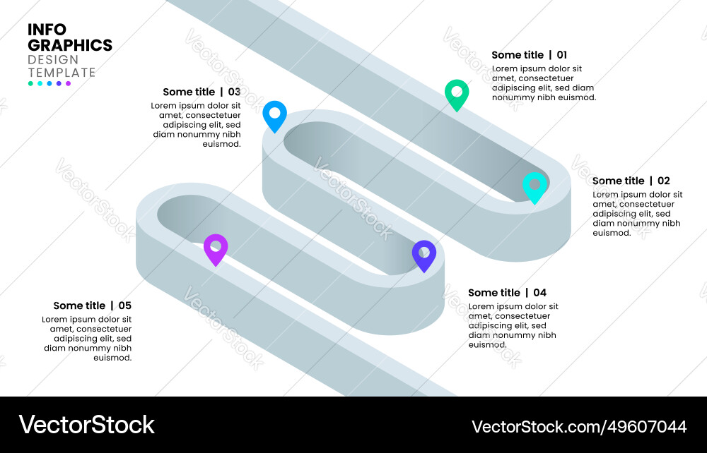 Isometric Workflow Path - 5 Steps Vector Image