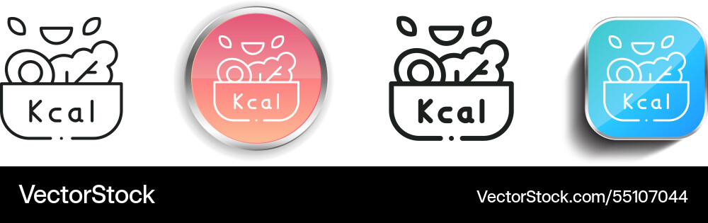 Kcal icon thin linear regular and button style Kcal icon thin linear regular and button style vector image