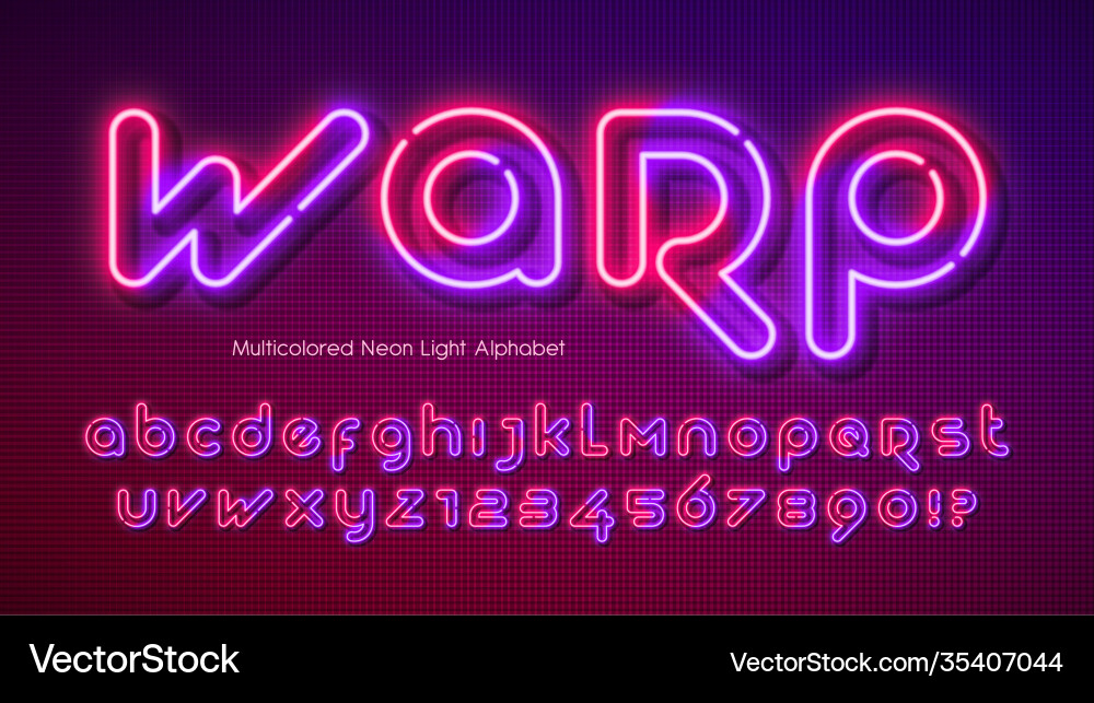 Neon light alphabet extra glowing futuristic type Neon light alphabet extra glowing futuristic type vector image