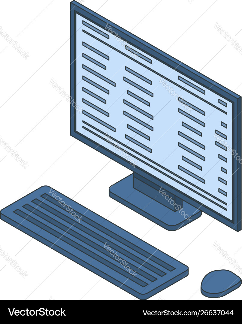 Office desktop computer icon isometric style Office desktop computer icon isometric style vector image