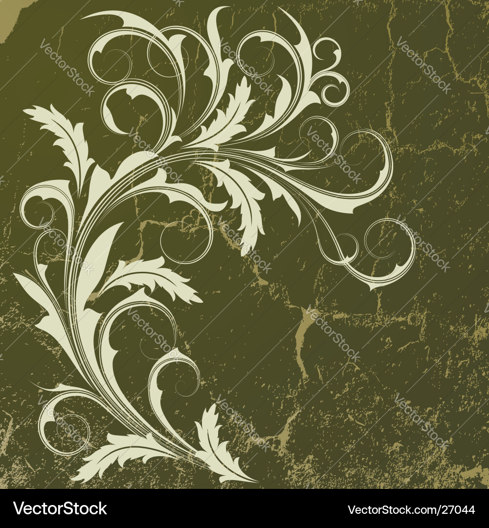 Rustic Green Branch Swirl Vector Image