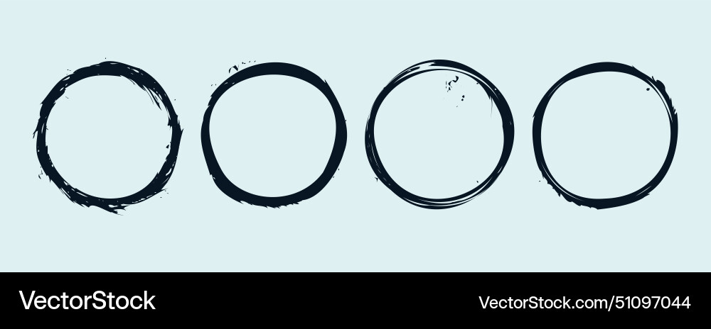 Set of abstract grungy round frame with brush Vector Image