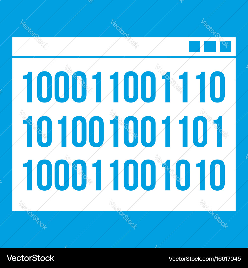 Binary code icon white vector image