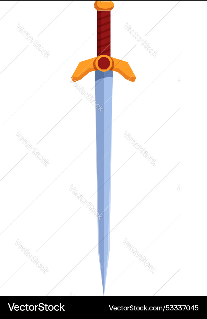 Cartoon style sharp sword pointing down Cartoon style sharp sword pointing down vector image