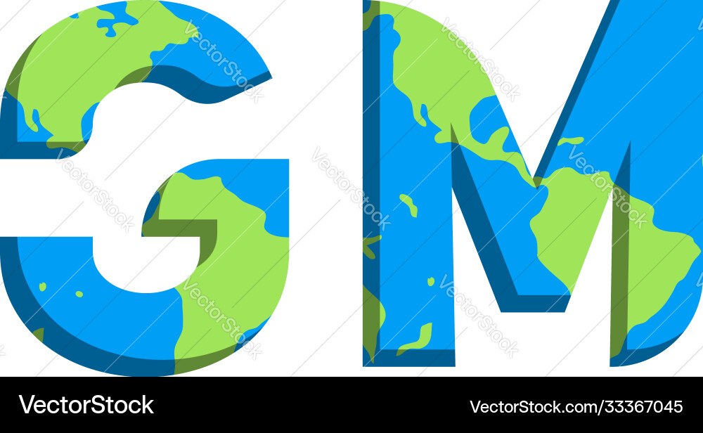 Initial gm logo design with world map style vector image