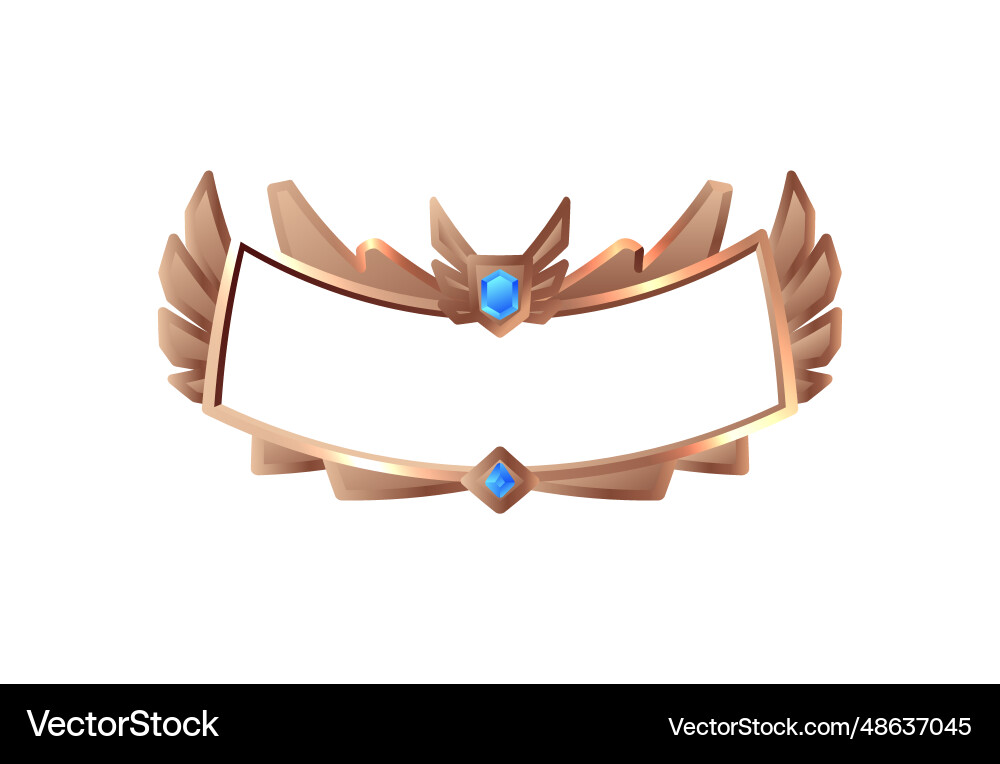 Metal frame with wings for interface ui game vector image