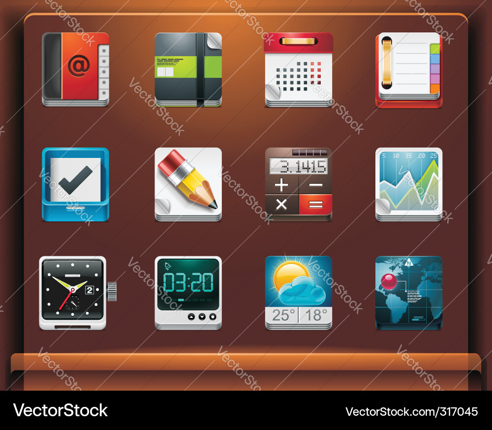 Mobile App Icons - Productivity & Utilities Vector Image
