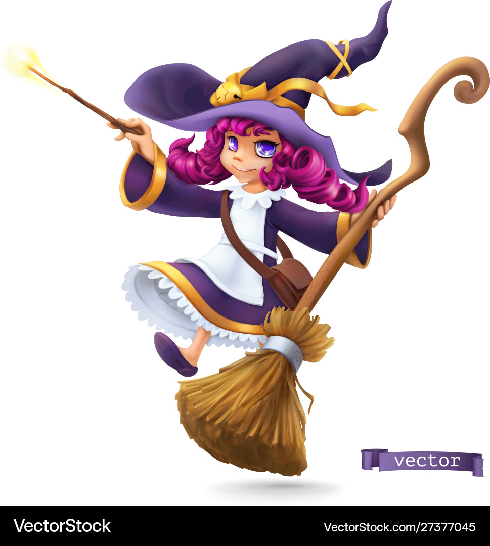 Niedliche Hexe Cartoon Charakter - Halloween Vektorbild