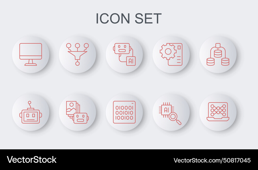 Set line neural network artificial intelligence Set line neural network artificial intelligence vector image
