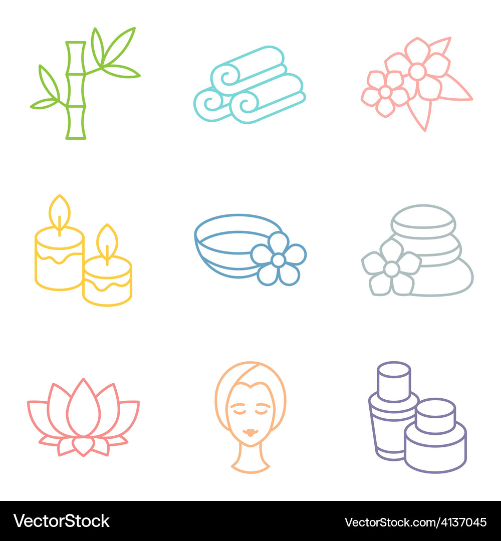 Set of spa and recreation icons in linear style Vector Image