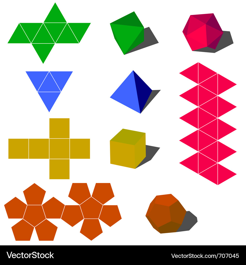 Three Dimensional Geometric Forms Vector Image