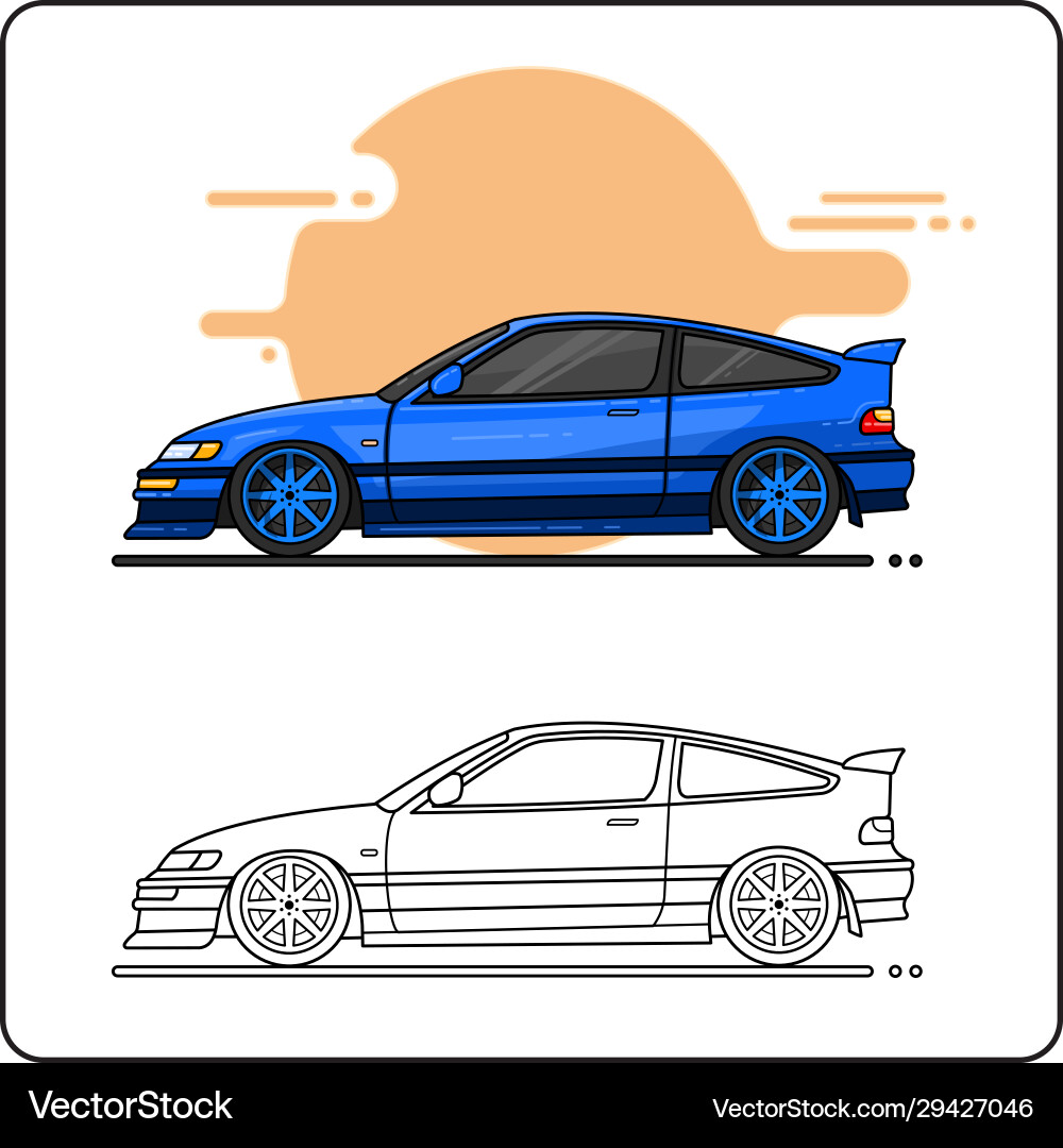 80s blue car side view easy editable 80s blue car side view easy editable vector image