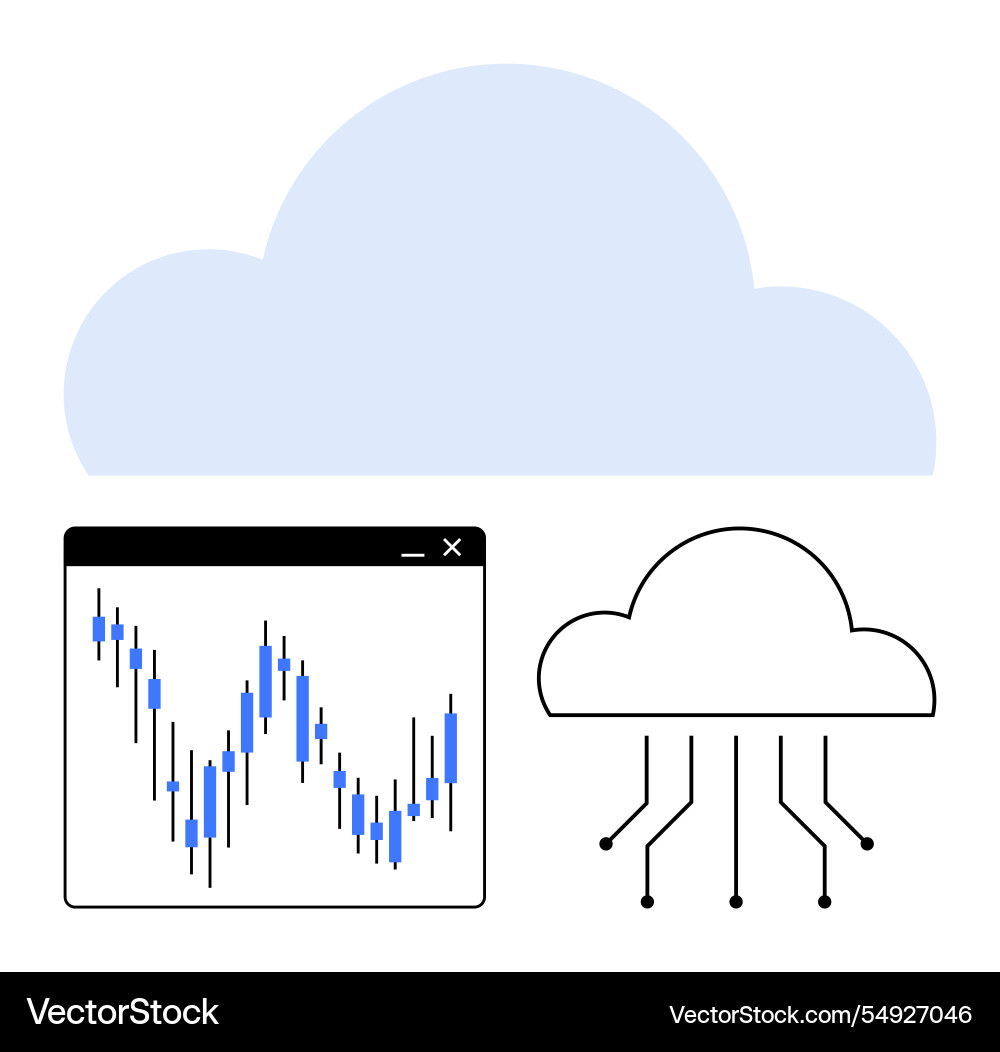 Cloud Computing mit Datenanalyse und digital Vektorbild