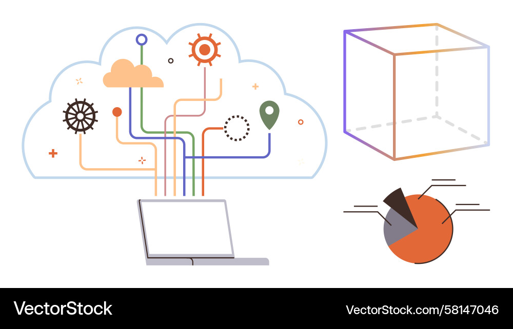 Cloud Data Flow & Analytics Vector Image