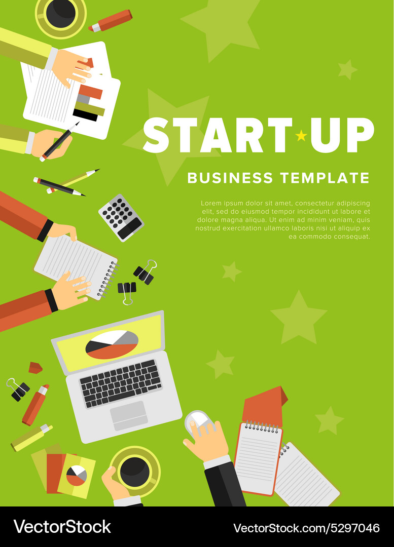 Discussion startup at the table view from above Vector Image