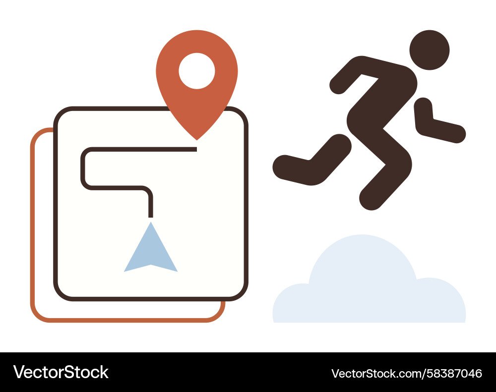 Navigation Route with Runner Vector Image