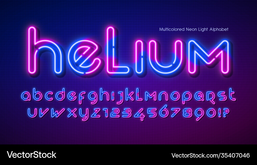 Neon Alphabet - Glowing Typeface Vector Image