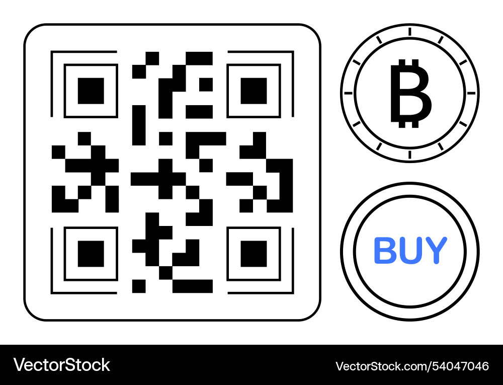 Qr code for bitcoin payments with cryptocurrency Qr code for bitcoin payments with cryptocurrency vector image