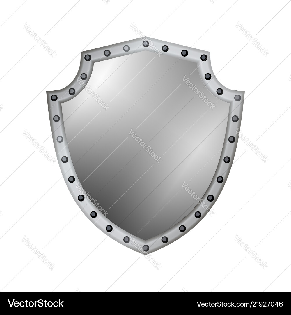 Silver shield shape icon 3d gray emblem sign Silver shield shape icon 3d gray emblem sign vector image