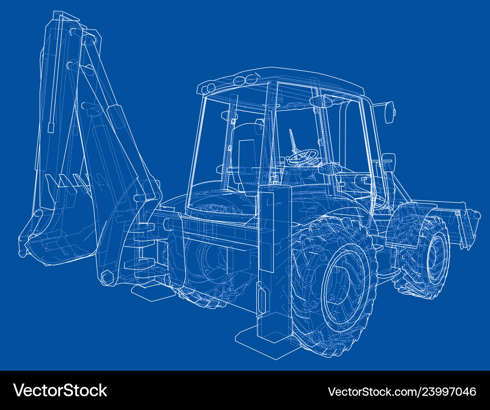 Sketch of loading shovel with back actor vector image