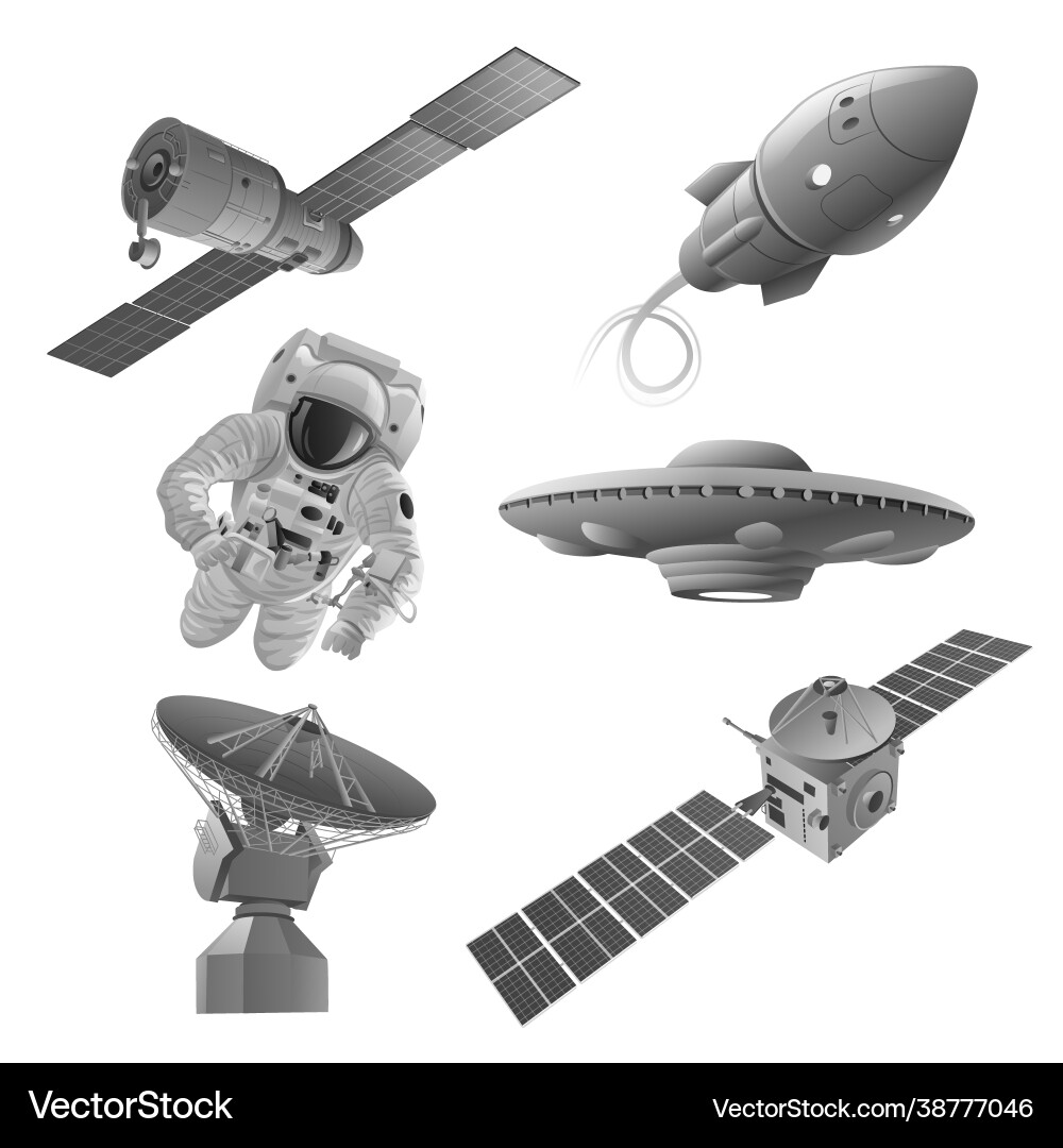 Space exploration icons Royalty Free Vector Image