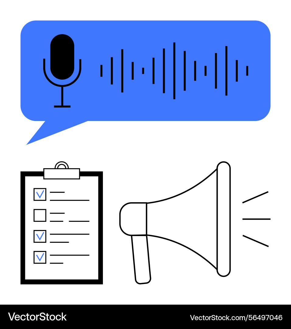 Voice message with sound wave checklist Voice message with sound wave checklist vector image