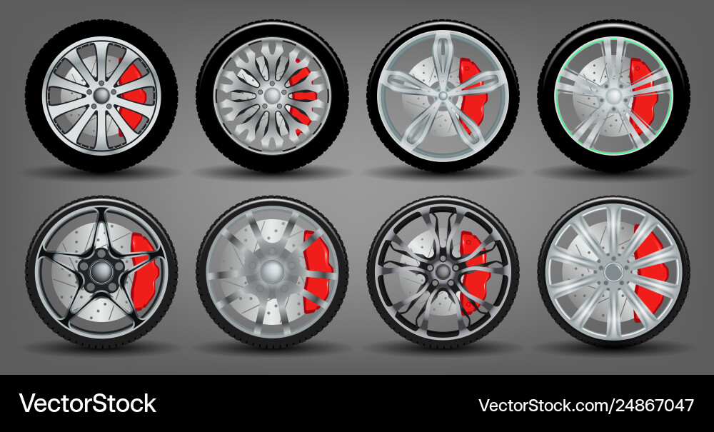 Automotive Wheel Set with Disks Vector Image