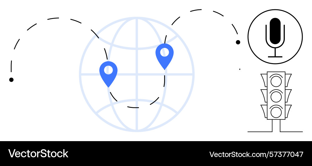 Global navigation with location markers and voice Global navigation with location markers and voice vector image