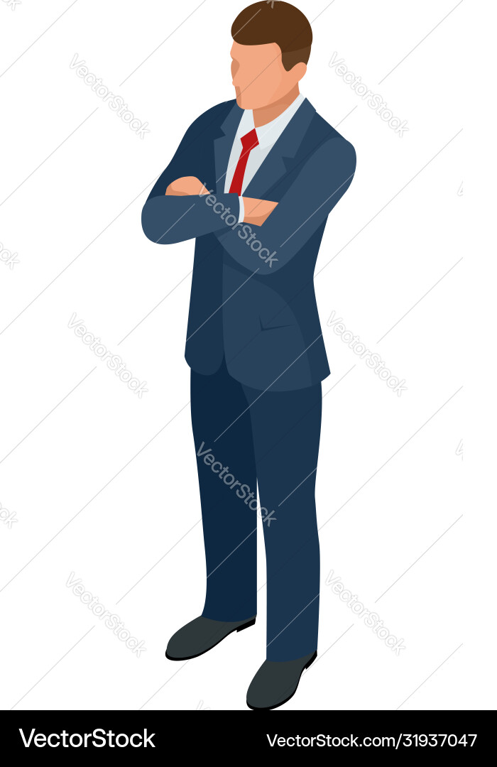Isometric businessman isolated on write creating Isometric businessman isolated on write creating vector image