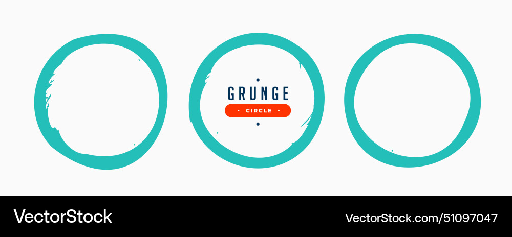 Pack of three rough round shape frame in grungy Vector Image