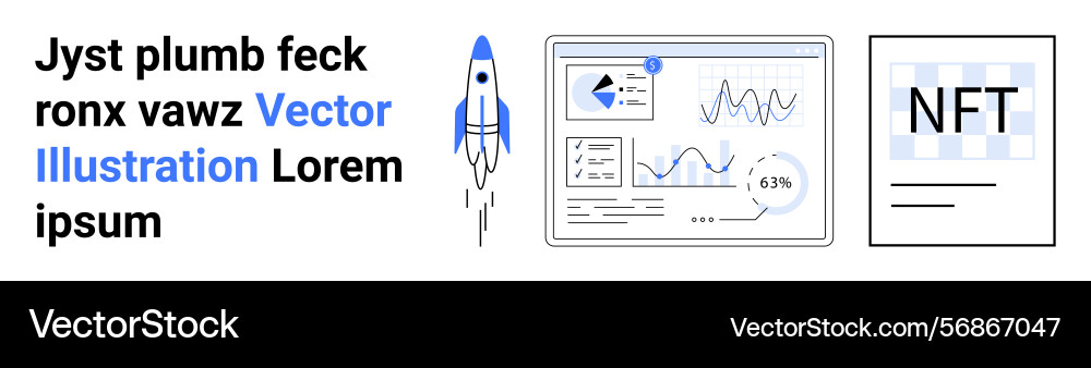 Rocket launch data analytics dashboard and nft Rocket launch data analytics dashboard and nft vector image