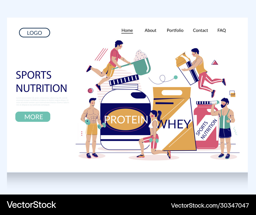 Sports nutrition website landing page Sports nutrition website landing page vector image
