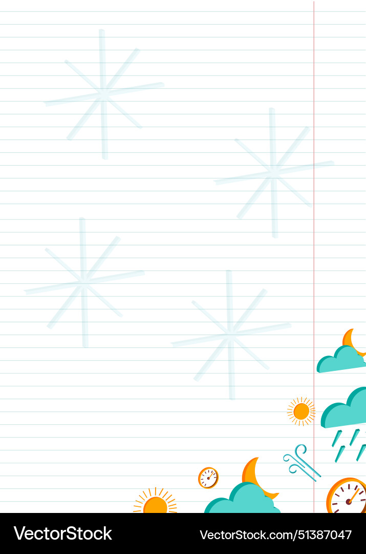 Writing sheet with isometric weather icons Vector Image
