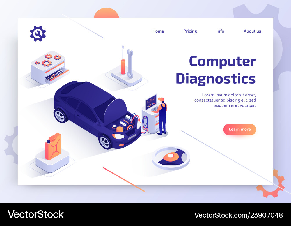 Car computer diagnostics service web site Car computer diagnostics service web site vector image