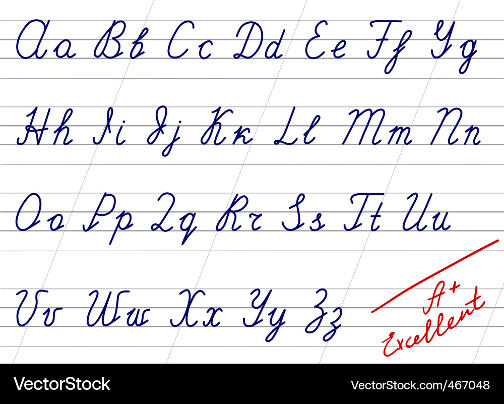 Handwritten Alphabet Learning Sheet Royalty Free Vector