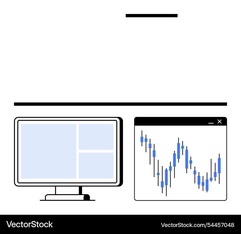 Monitor displaying dashboard and window Monitor displaying dashboard and window vector image