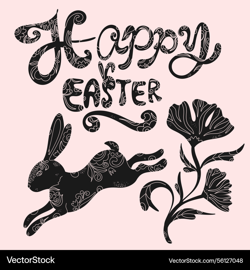 Set of easter elements with decorative patterns Vector Image