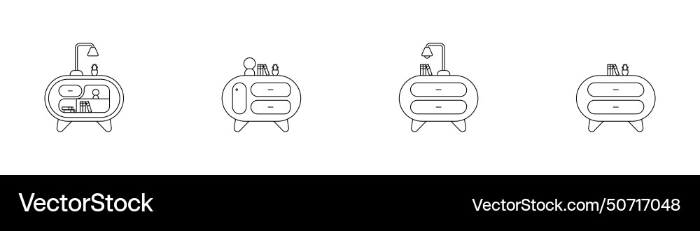 Set of linear editable bedside table icons Set of linear editable bedside table icons Vector Image