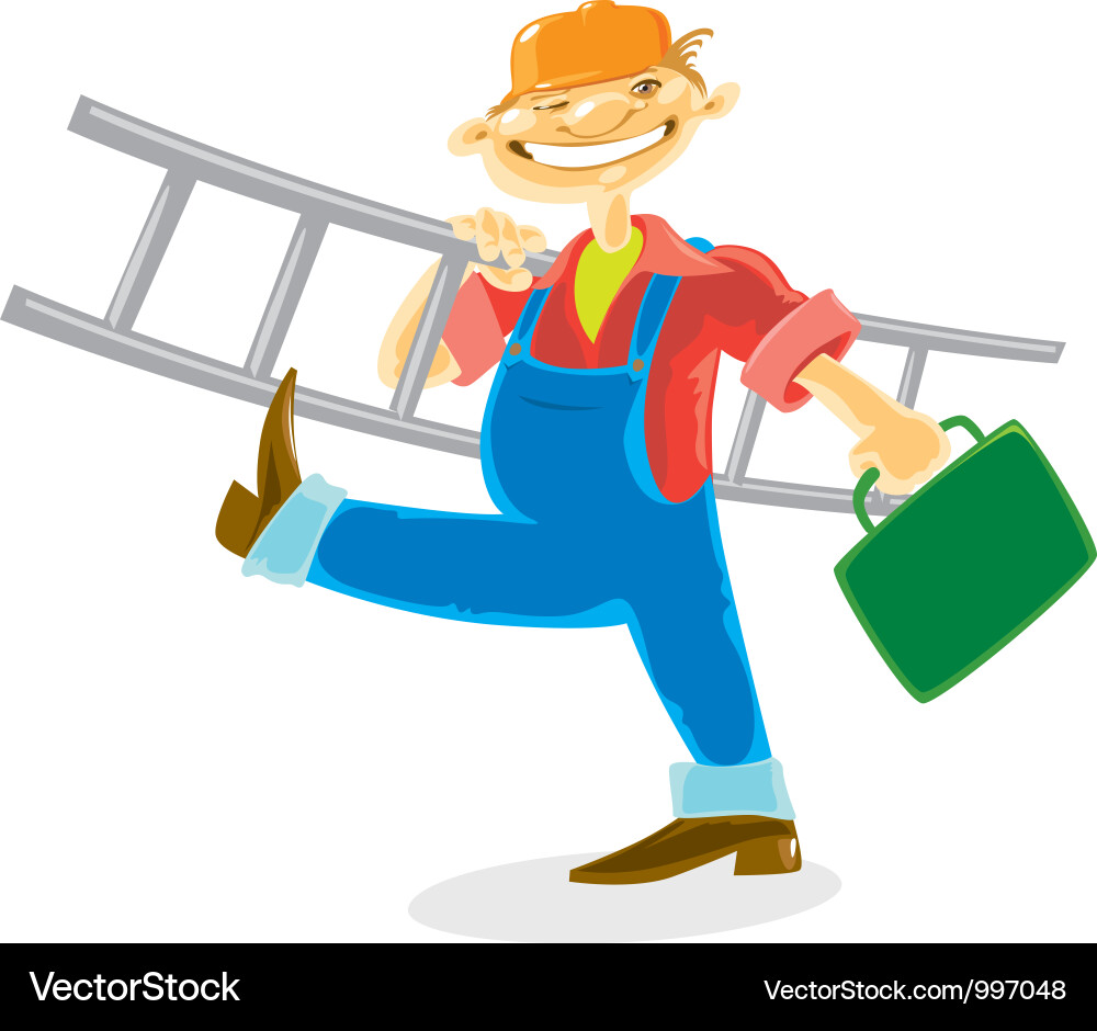 Worker with ladder Royalty Free Vector Image - VectorStock