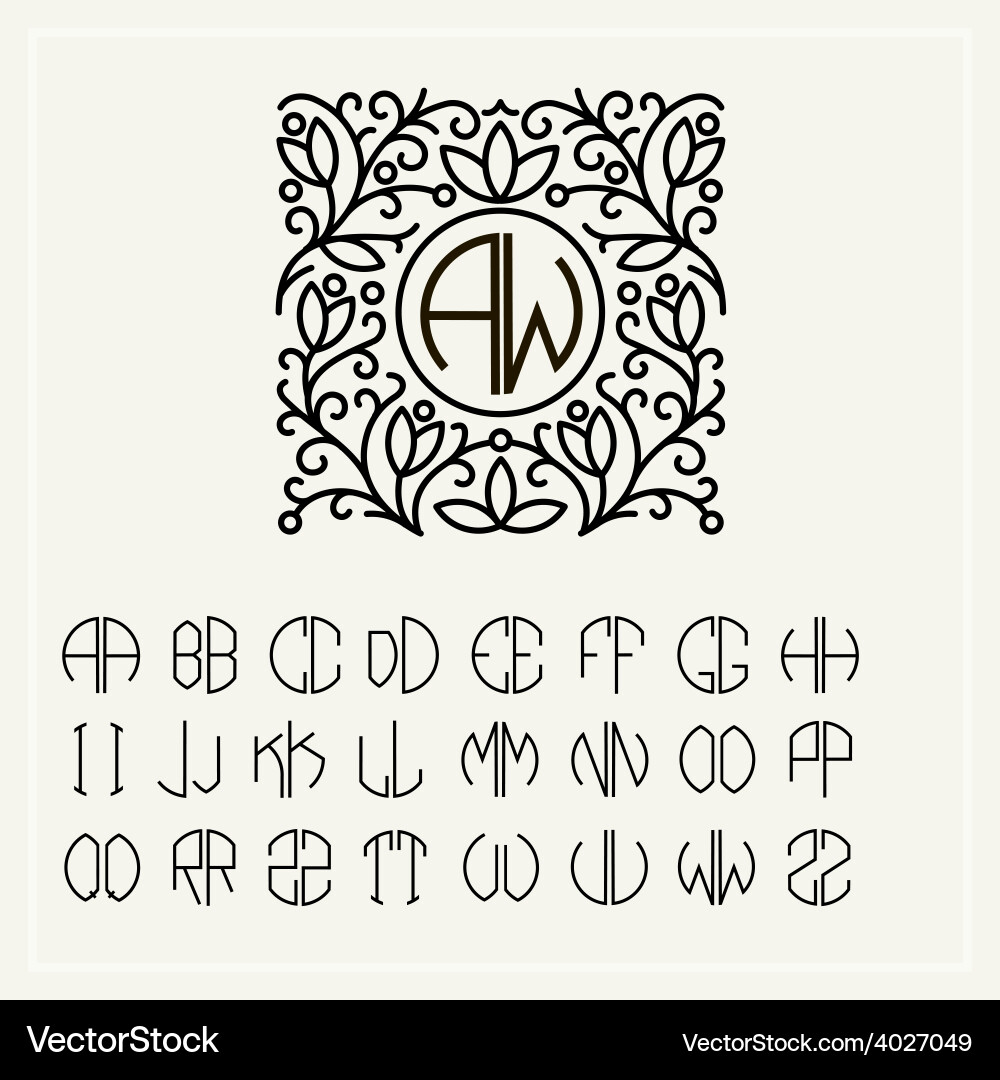 Art Nouveau Monogram Template vector image